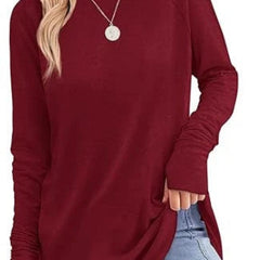 Women's Soft Raglan Long Sleeve Sweatshirt | Relaxed Fit Casual Tunic 14