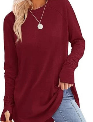 Women's Soft Raglan Long Sleeve Sweatshirt | Relaxed Fit Casual Tunic 14