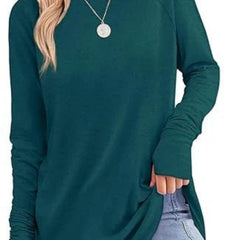Women's Soft Raglan Long Sleeve Sweatshirt | Relaxed Fit Casual Tunic 15