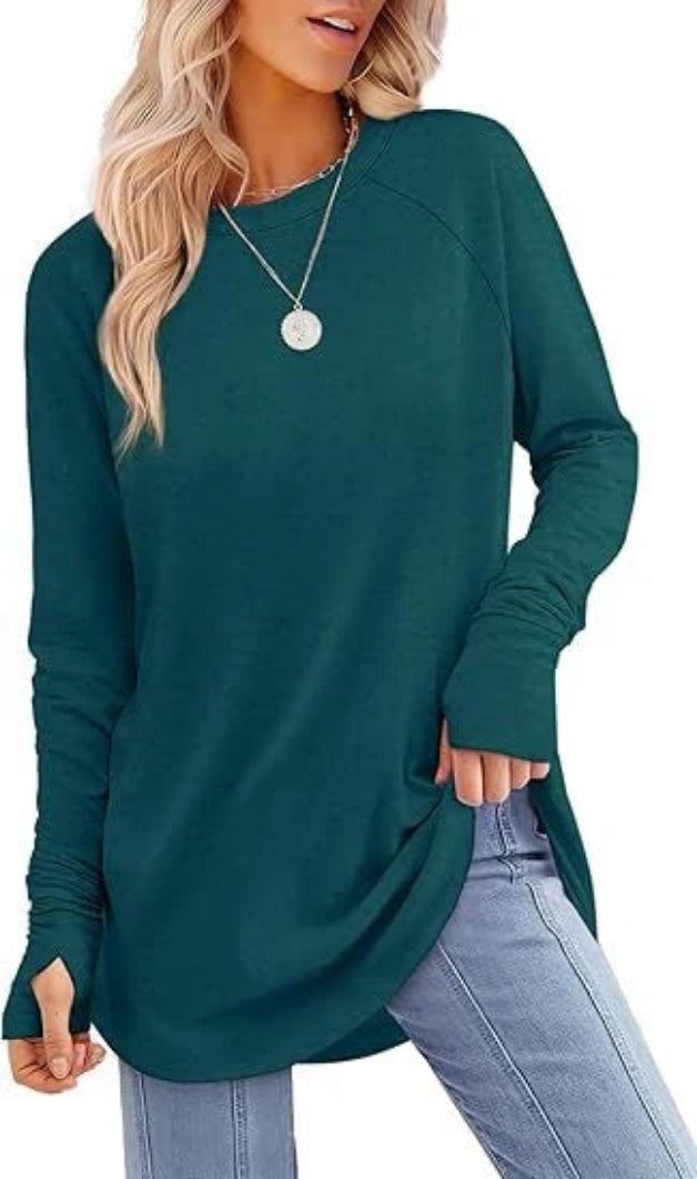 Women's Soft Raglan Long Sleeve Sweatshirt | Relaxed Fit Casual Tunic 15