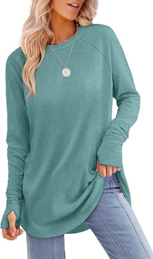 Women's Soft Raglan Long Sleeve Sweatshirt | Relaxed Fit Casual Tunic 2