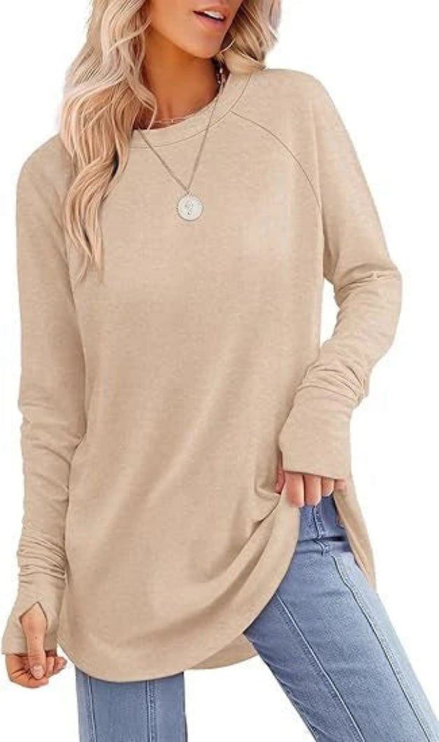 Women's Soft Raglan Long Sleeve Sweatshirt | Relaxed Fit Casual Tunic 3