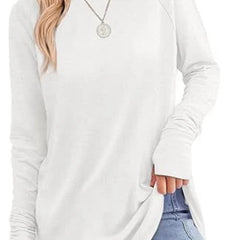 Women's Soft Raglan Long Sleeve Sweatshirt | Relaxed Fit Casual Tunic 4