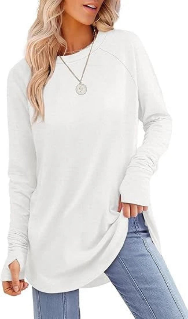 Women's Soft Raglan Long Sleeve Sweatshirt | Relaxed Fit Casual Tunic 4