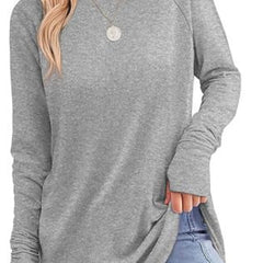 Women's Soft Raglan Long Sleeve Sweatshirt | Relaxed Fit Casual Tunic 5