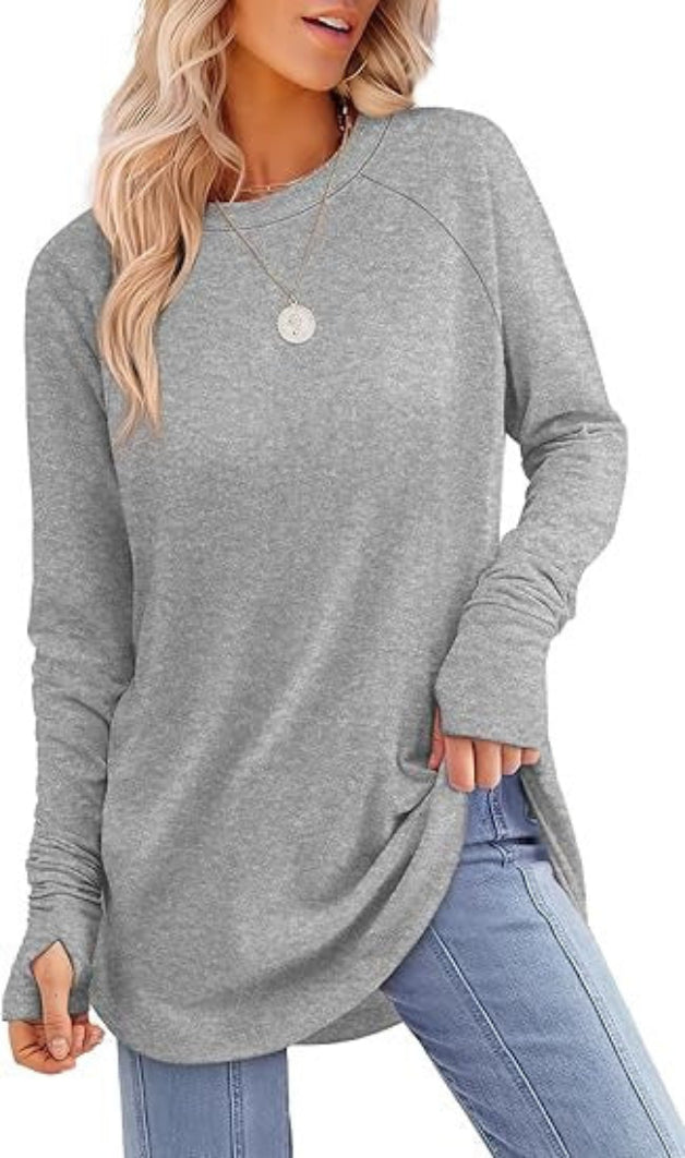 Women's Soft Raglan Long Sleeve Sweatshirt | Relaxed Fit Casual Tunic 5