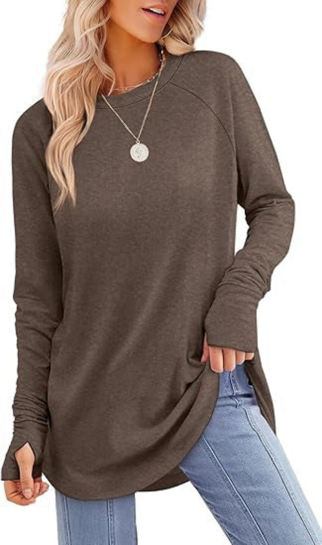 Women's Soft Raglan Long Sleeve Sweatshirt | Relaxed Fit Casual Tunic 6