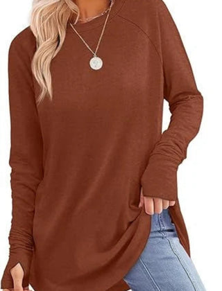 Women's Soft Raglan Long Sleeve Sweatshirt | Relaxed Fit Casual Tunic 7
