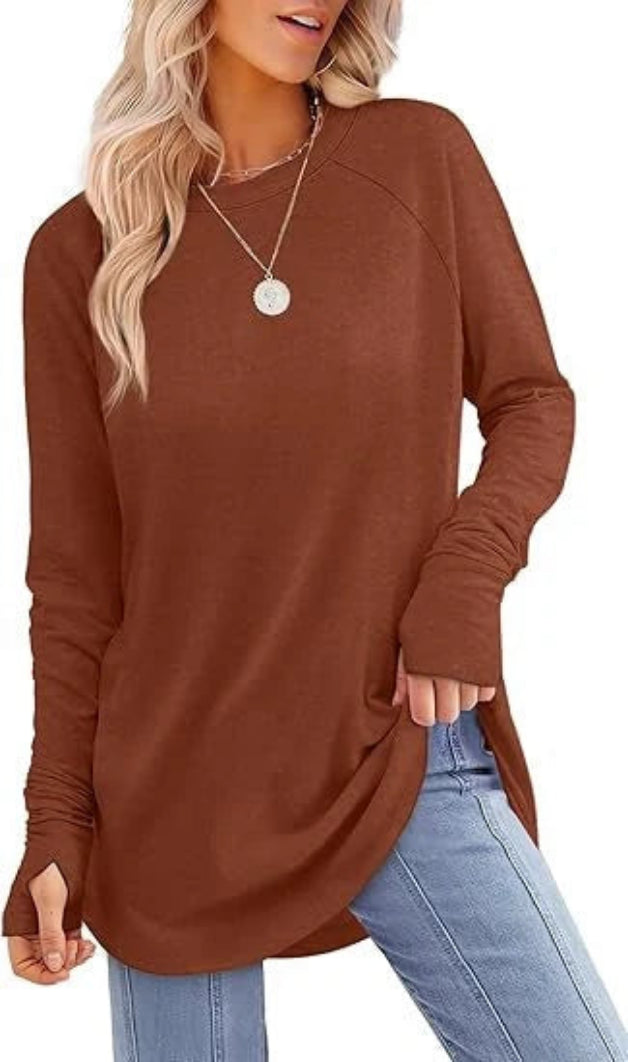 Women's Soft Raglan Long Sleeve Sweatshirt | Relaxed Fit Casual Tunic 7