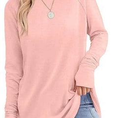 Women's Soft Raglan Long Sleeve Sweatshirt | Relaxed Fit Casual Tunic 8