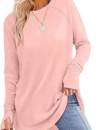 Women's Soft Raglan Long Sleeve Sweatshirt | Relaxed Fit Casual Tunic 8