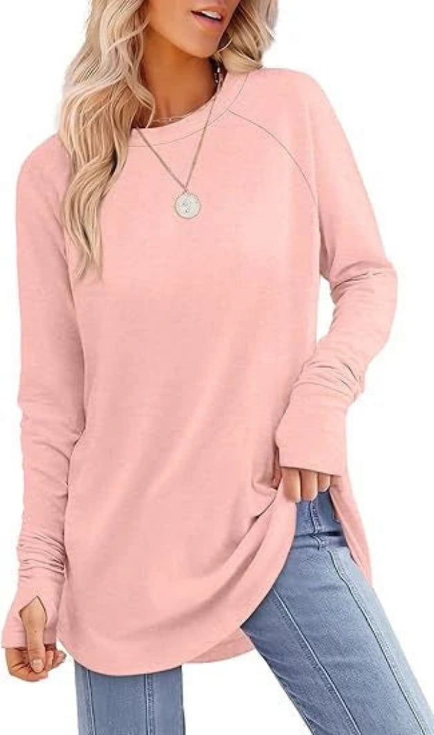 Women's Soft Raglan Long Sleeve Sweatshirt | Relaxed Fit Casual Tunic 8