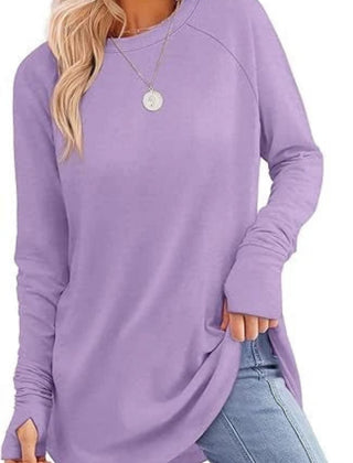 Women's Soft Raglan Long Sleeve Sweatshirt | Relaxed Fit Casual Tunic 9