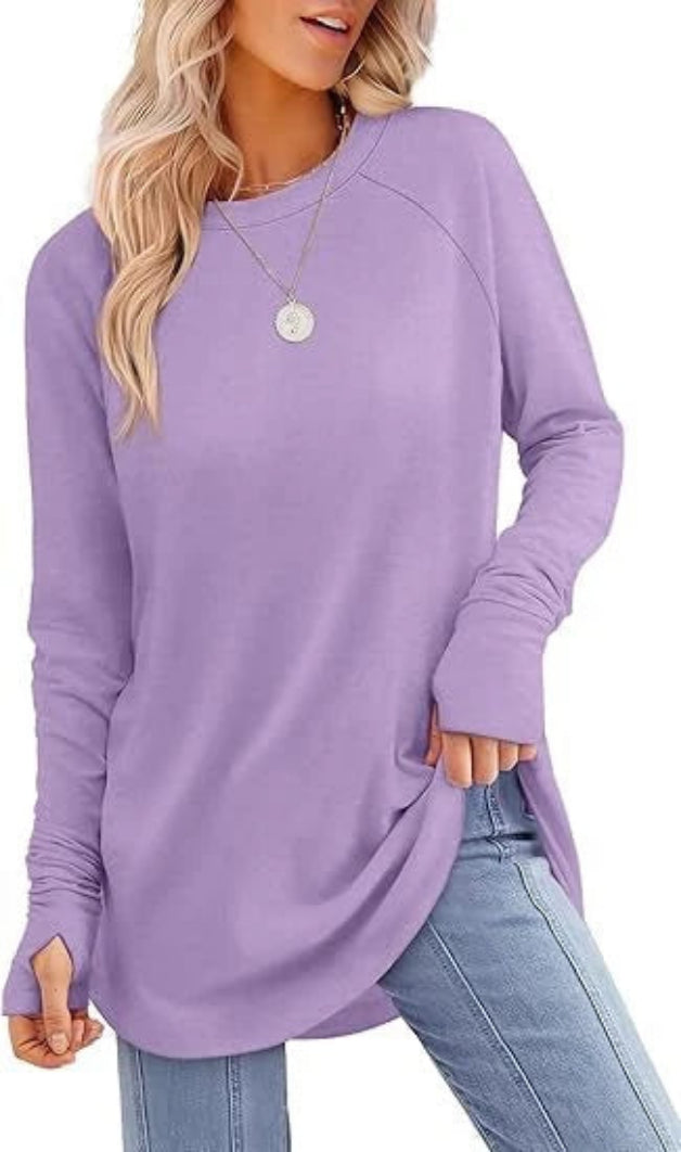 Women's Soft Raglan Long Sleeve Sweatshirt | Relaxed Fit Casual Tunic 9