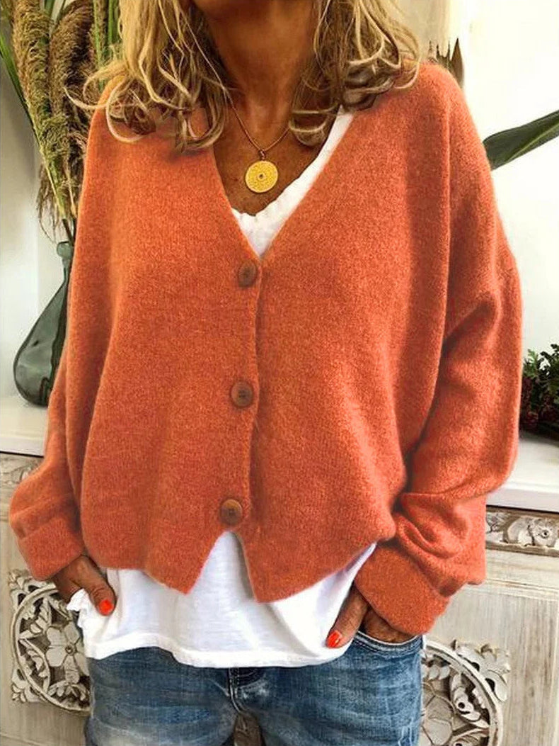 Women's Soft V-Neck Cardigan | Relaxed Fit Long Sleeve Layer for Spring & Fall 0