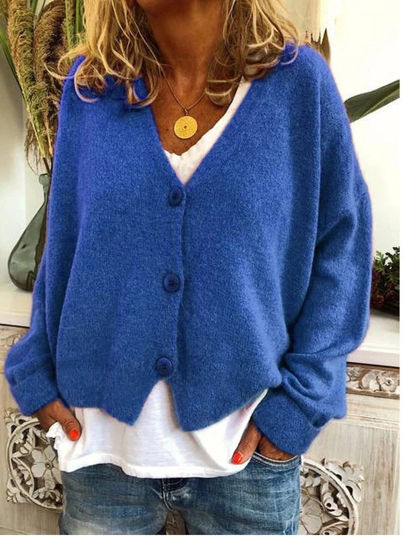 Women's Soft V-Neck Cardigan | Relaxed Fit Long Sleeve Layer for Spring & Fall 1