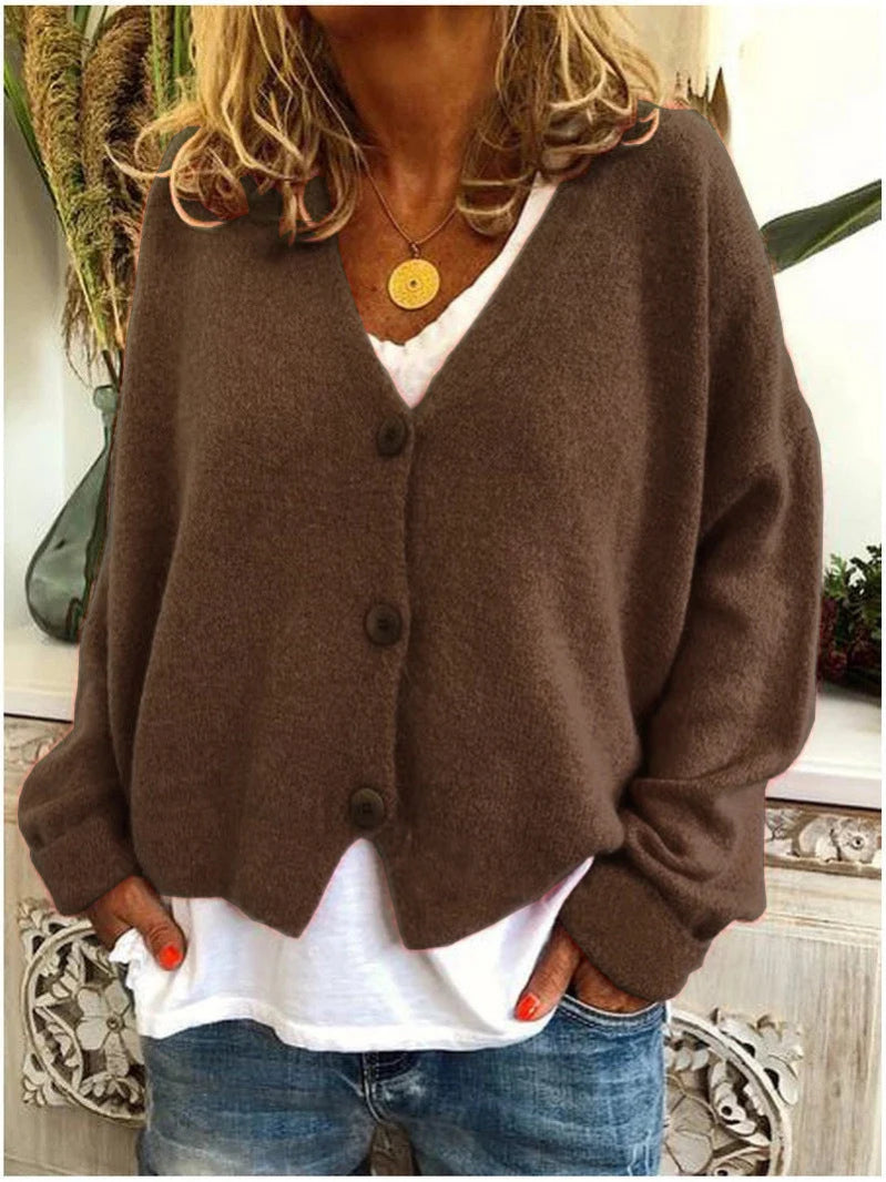 Women's Soft V-Neck Cardigan | Relaxed Fit Long Sleeve Layer for Spring & Fall 10