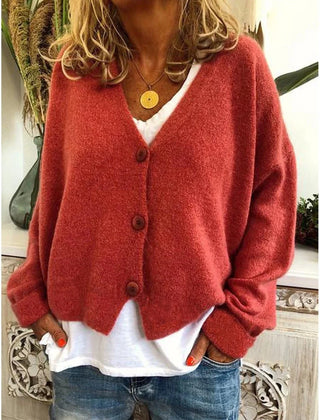 Women's Soft V-Neck Cardigan | Relaxed Fit Long Sleeve Layer for Spring & Fall 11