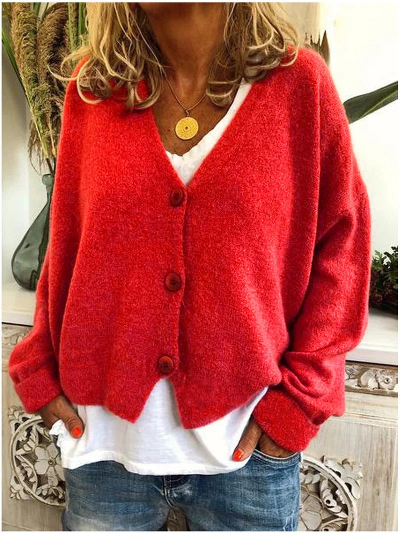 Women's Soft V-Neck Cardigan | Relaxed Fit Long Sleeve Layer for Spring & Fall 12