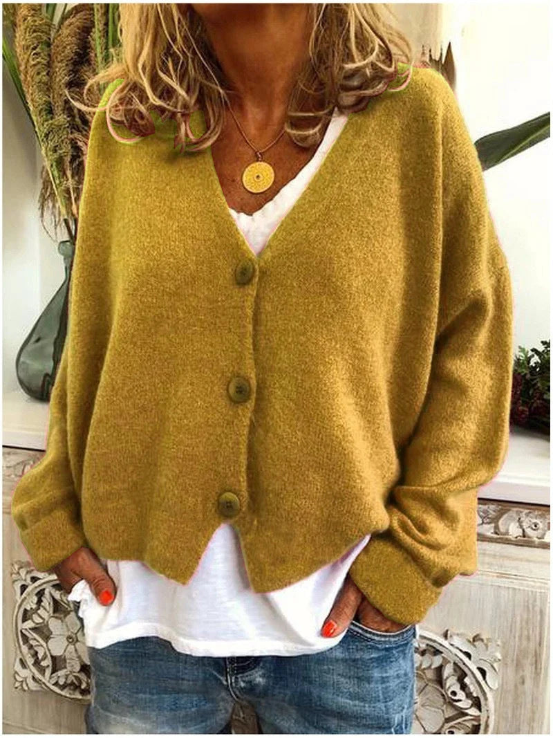 Women's Soft V-Neck Cardigan | Relaxed Fit Long Sleeve Layer for Spring & Fall 13