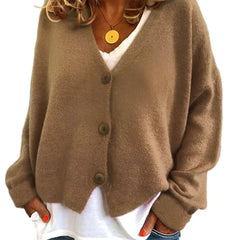 Women's Soft V-Neck Cardigan | Relaxed Fit Long Sleeve Layer for Spring & Fall 14