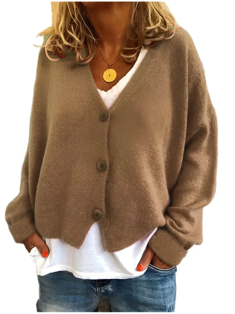 Women's Soft V-Neck Cardigan | Relaxed Fit Long Sleeve Layer for Spring & Fall 14