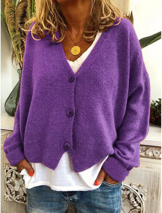 Women's Soft V-Neck Cardigan | Relaxed Fit Long Sleeve Layer for Spring & Fall 7