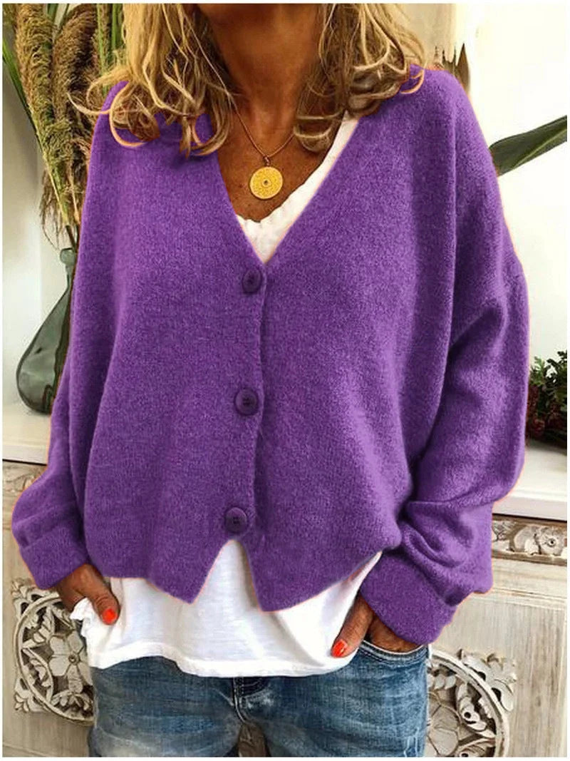 Women's Soft V-Neck Cardigan | Relaxed Fit Long Sleeve Layer for Spring & Fall 7