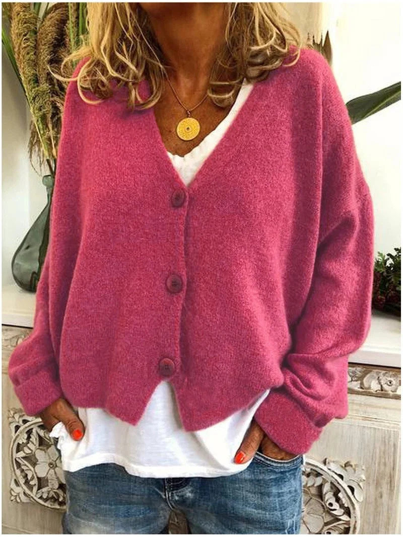 Women's Soft V-Neck Cardigan | Relaxed Fit Long Sleeve Layer for Spring & Fall 8