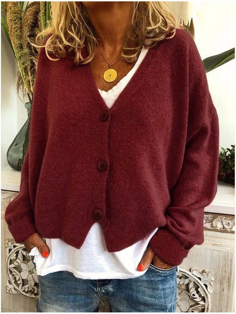 Women's Soft V-Neck Cardigan | Relaxed Fit Long Sleeve Layer for Spring & Fall 9