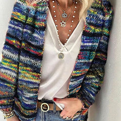 Women's Striped Knit Cardigan | Relaxed Open-Front Long Layering Sweater for Spring and Fall 1