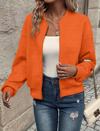 Women's Textured Knit Bomber Jacket | Relaxed Cropped Lightweight Layer 6