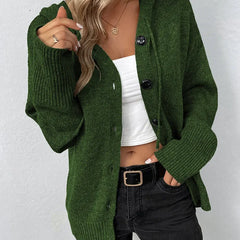 Women's Textured Knit Cardigan | Cozy Hooded Button-Front Layer for Autumn and Winter 1
