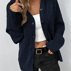 Women's Textured Knit Cardigan | Cozy Hooded Button-Front Layer for Autumn and Winter 3