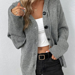 Women's Textured Knit Cardigan | Cozy Hooded Button-Front Layer for Autumn and Winter 5