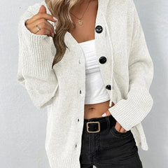 Women's Textured Knit Cardigan | Cozy Hooded Button-Front Layer for Autumn and Winter 7