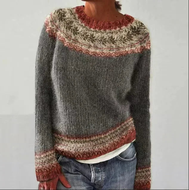 Women's Textured Knit Sweater | Cozy Fair Isle Pattern for Fall 0