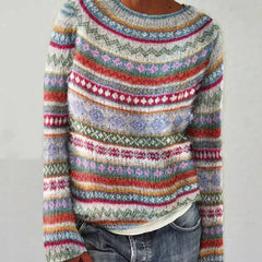 Women's Textured Knit Sweater | Cozy Fair Isle Pattern for Fall 3