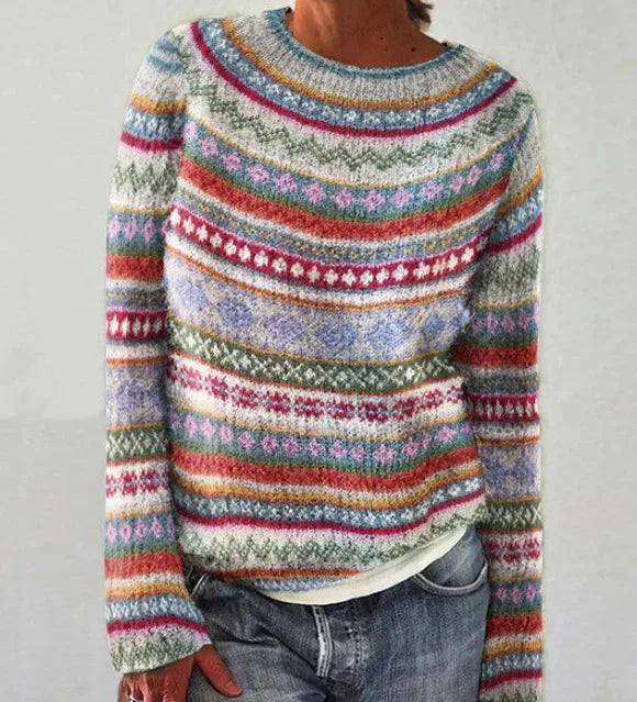 Women's Textured Knit Sweater | Cozy Fair Isle Pattern for Fall 3