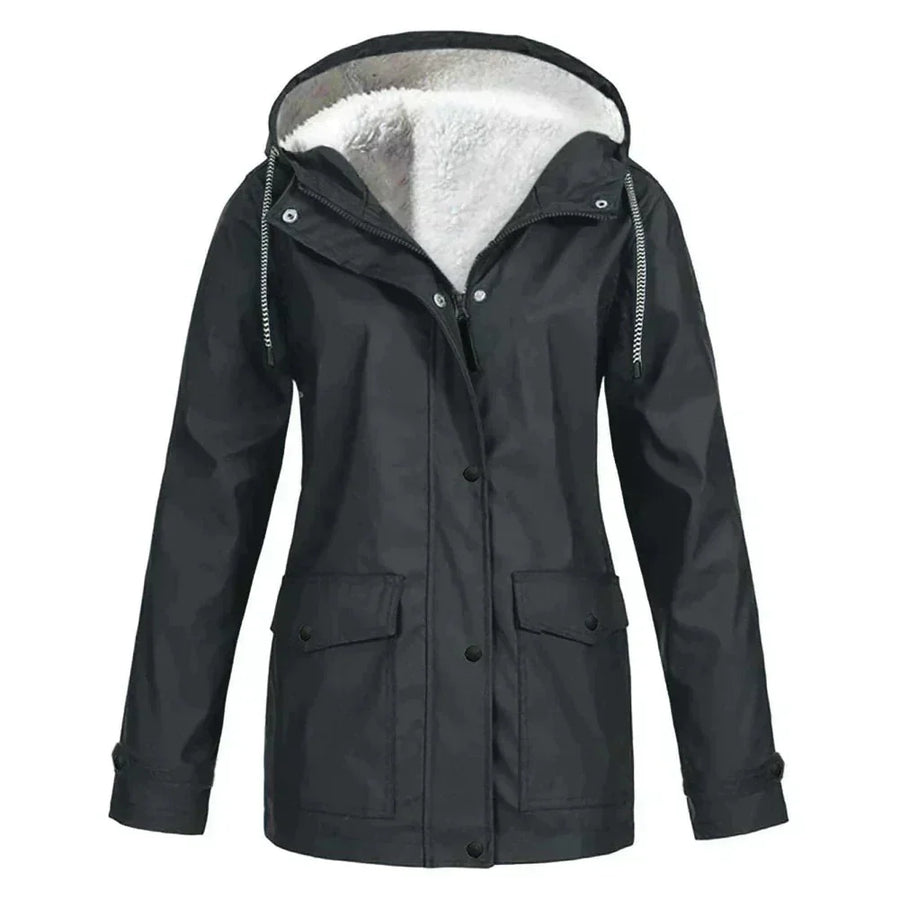 Women's Waterproof Fleece-Lined Rain Jacket | Cozy Hooded Winter Coat 0
