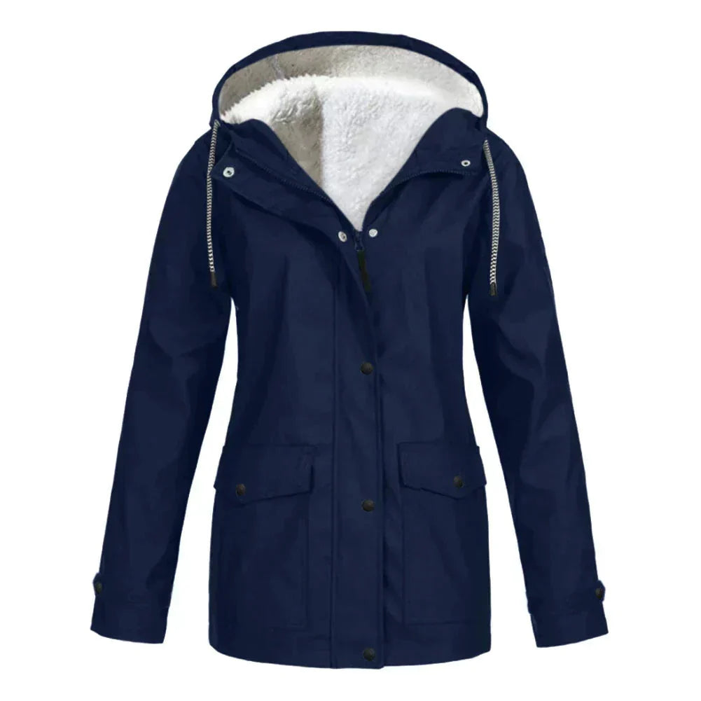 Women's Waterproof Fleece-Lined Rain Jacket | Cozy Hooded Winter Coat 1