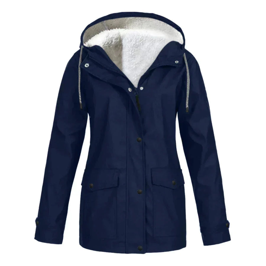 Women's Waterproof Fleece-Lined Rain Jacket | Cozy Hooded Winter Coat 1