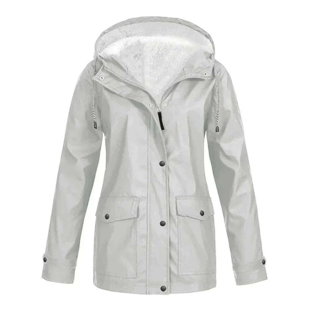 Women's Waterproof Fleece-Lined Rain Jacket | Cozy Hooded Winter Coat 3