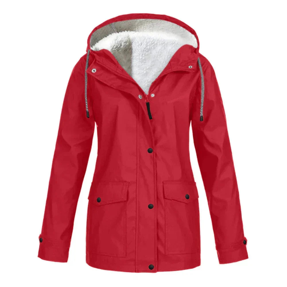 Women's Waterproof Fleece-Lined Rain Jacket | Cozy Hooded Winter Coat 4