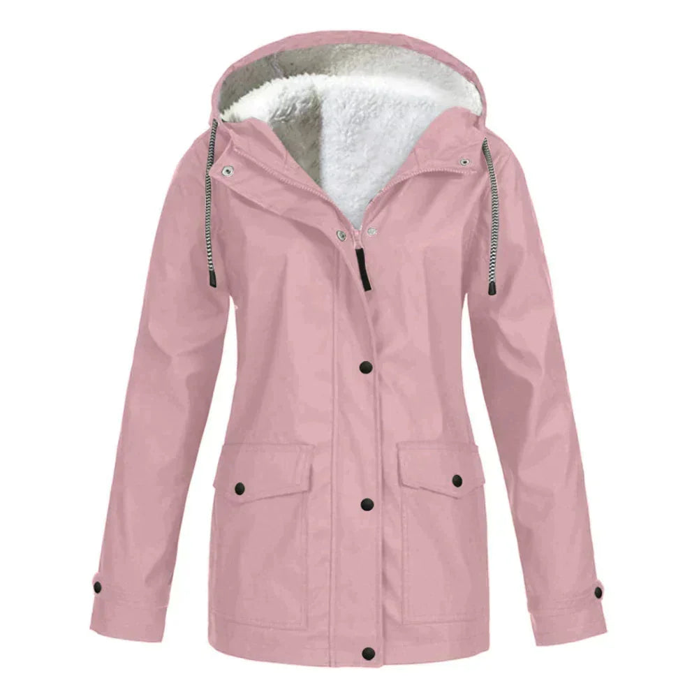 Women's Waterproof Fleece-Lined Rain Jacket | Cozy Hooded Winter Coat 5