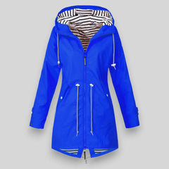 Women's Waterproof Polyester Longline Rain Jacket | Stylish Cinched Waist Design for Spring & Fall 4