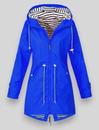 Women's Waterproof Polyester Longline Rain Jacket | Stylish Cinched Waist Design for Spring & Fall 4