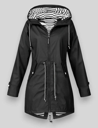 Women's Waterproof Polyester Longline Rain Jacket | Stylish Cinched Waist Design for Spring & Fall 5